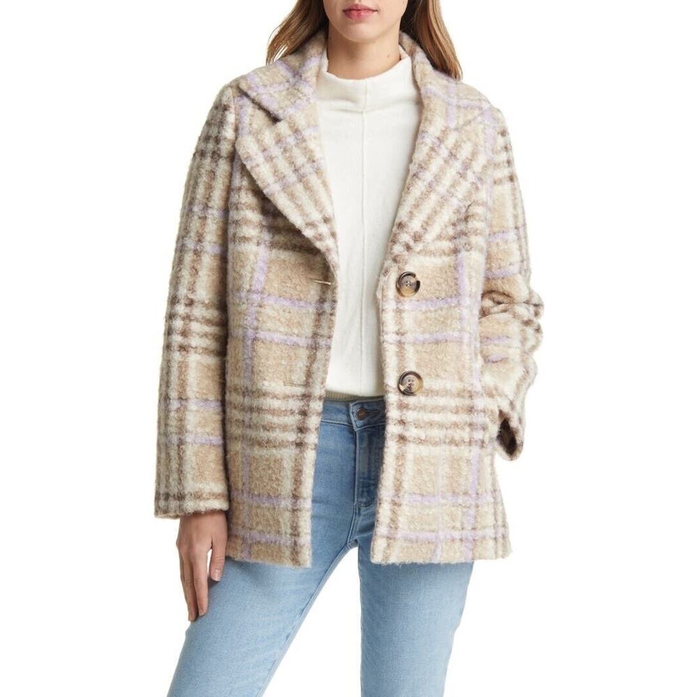 Sz M Medium Fuzzy Plaid Teddy Jacket Sam Edelman